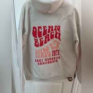Ocean Beach Graphic Hoodie - Cream